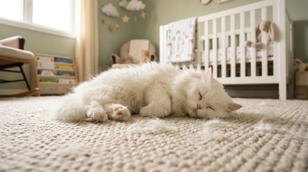 como tirar pelo de gato do tapete do quarto do bebê