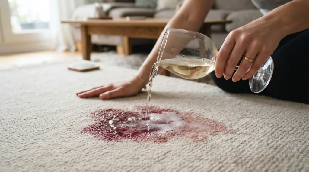 como tirar mancha de vinho do tapete