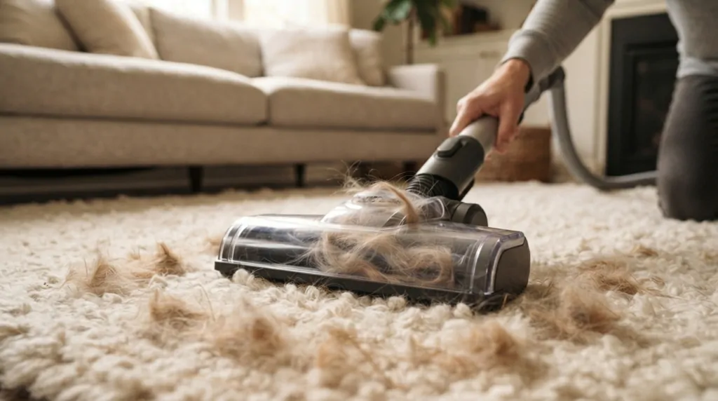 dicas para tirar pelo de gato do tapete